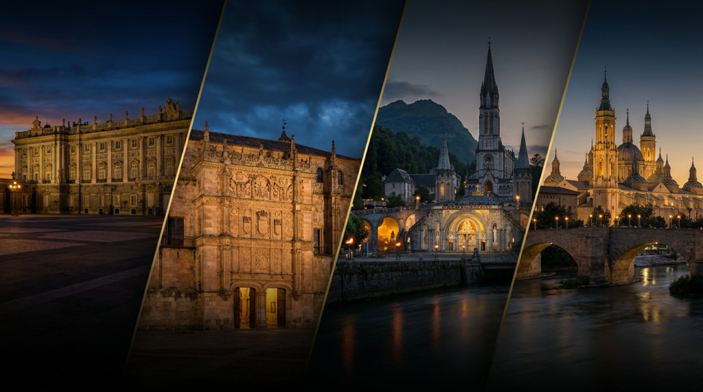 European Architectural Landmarks at Dusk