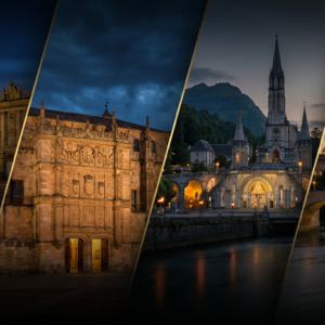 European Architectural Landmarks at Dusk
